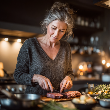 Літня пара готує разом здорову їжу